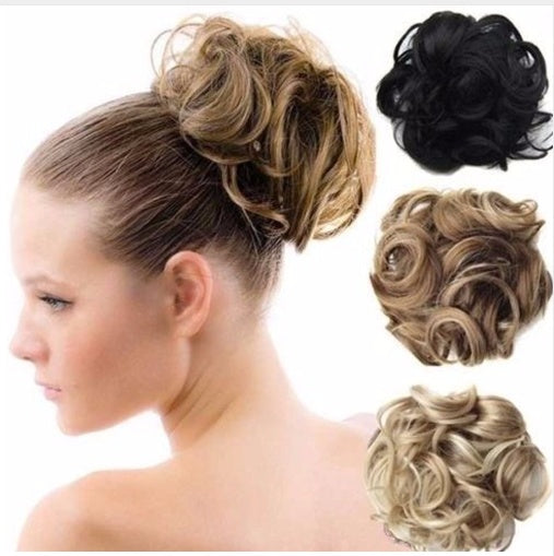 Europe, Japan, and South Korea popular hair bun fluffy natural drawstring curly hair ball head hair ring hair set female hair accessories chemical fiber hair Europe, Japan, and South Korea popular hair bun fluffy natural drawstring curly hair ball head hair ring hair set female hair accessories chemical fiber hair